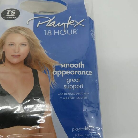 Playtex 18 Hour Seamless Comfortflex Wireless Bra 36B Smooth Support Black NEW - Picture 2 of 4